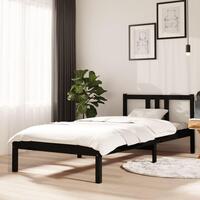 Sengeramme 90x200 cm massivt fyrretræ sort