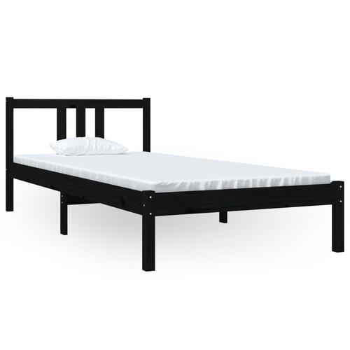 Sengeramme 90x200 cm massivt fyrretræ sort