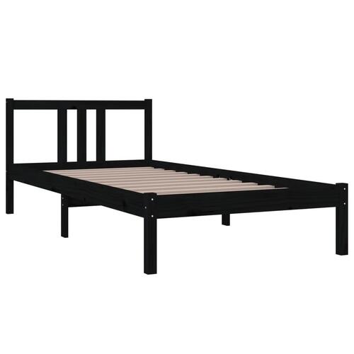Sengeramme 90x200 cm massivt fyrretræ sort