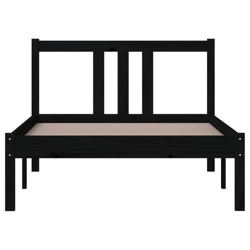 Sengeramme 90x200 cm massivt fyrretræ sort