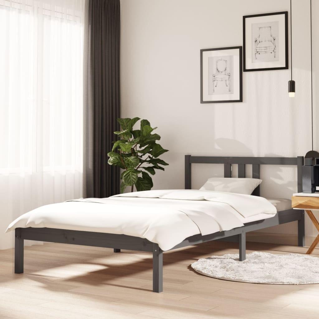 Sengeramme 100x200 cm massivt træ grå