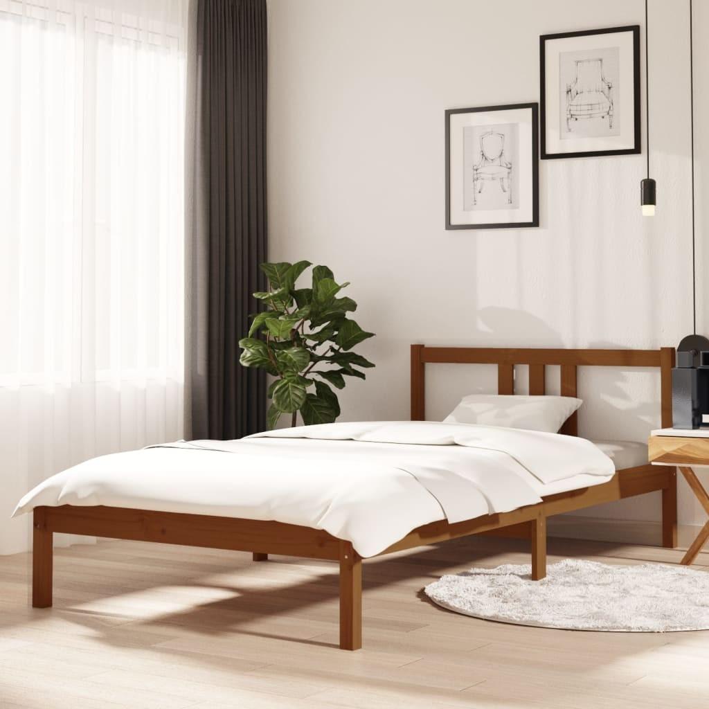Sengeramme 100x200 cm massivt træ gyldenbrun