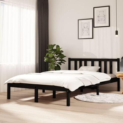 Sengeramme 120x200 cm massivt træ sort