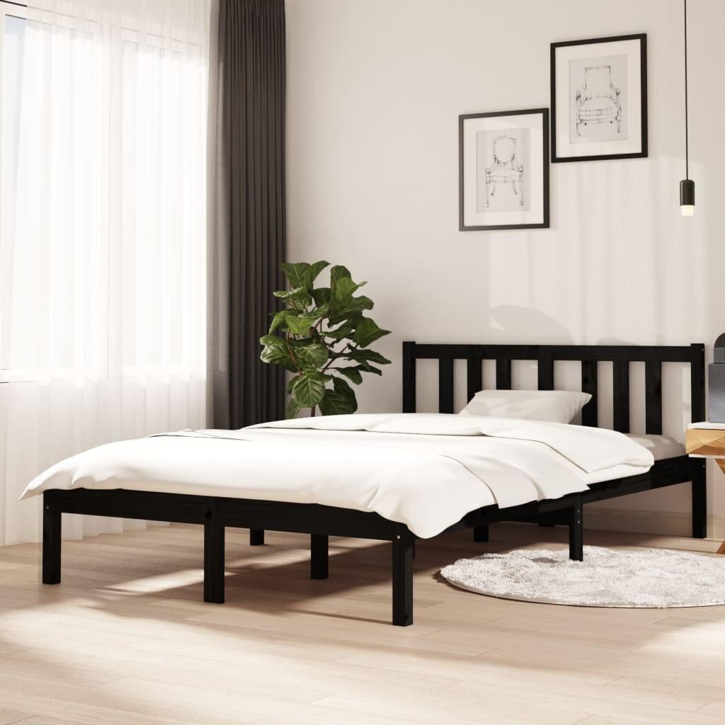 Sengeramme 120x200 cm massivt træ sort