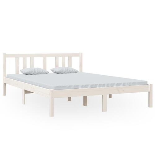 Sengeramme 140x200 cm massivt træ hvid