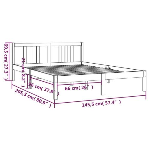 Sengeramme 140x200 cm massivt træ hvid