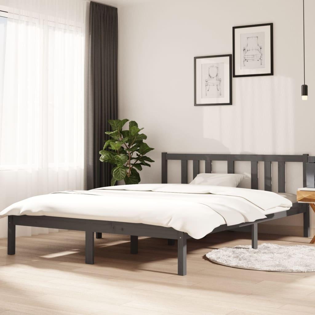 Sengeramme 140x200 cm massivt træ grå