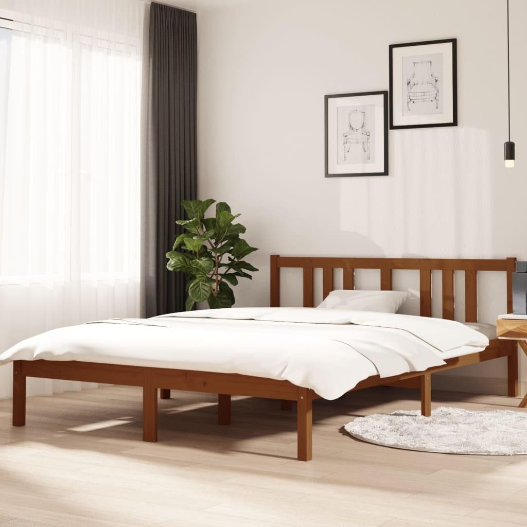 Sengeramme 140x200 cm massivt træ gyldenbrun