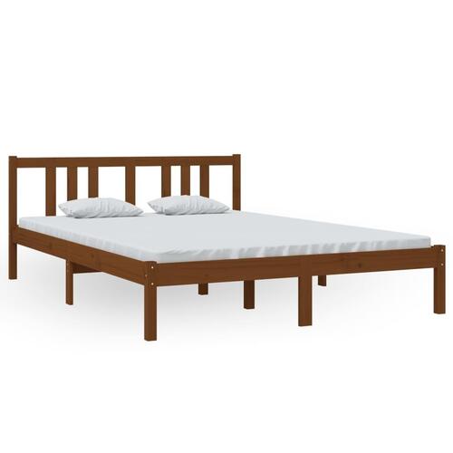 Sengeramme 140x200 cm massivt træ gyldenbrun