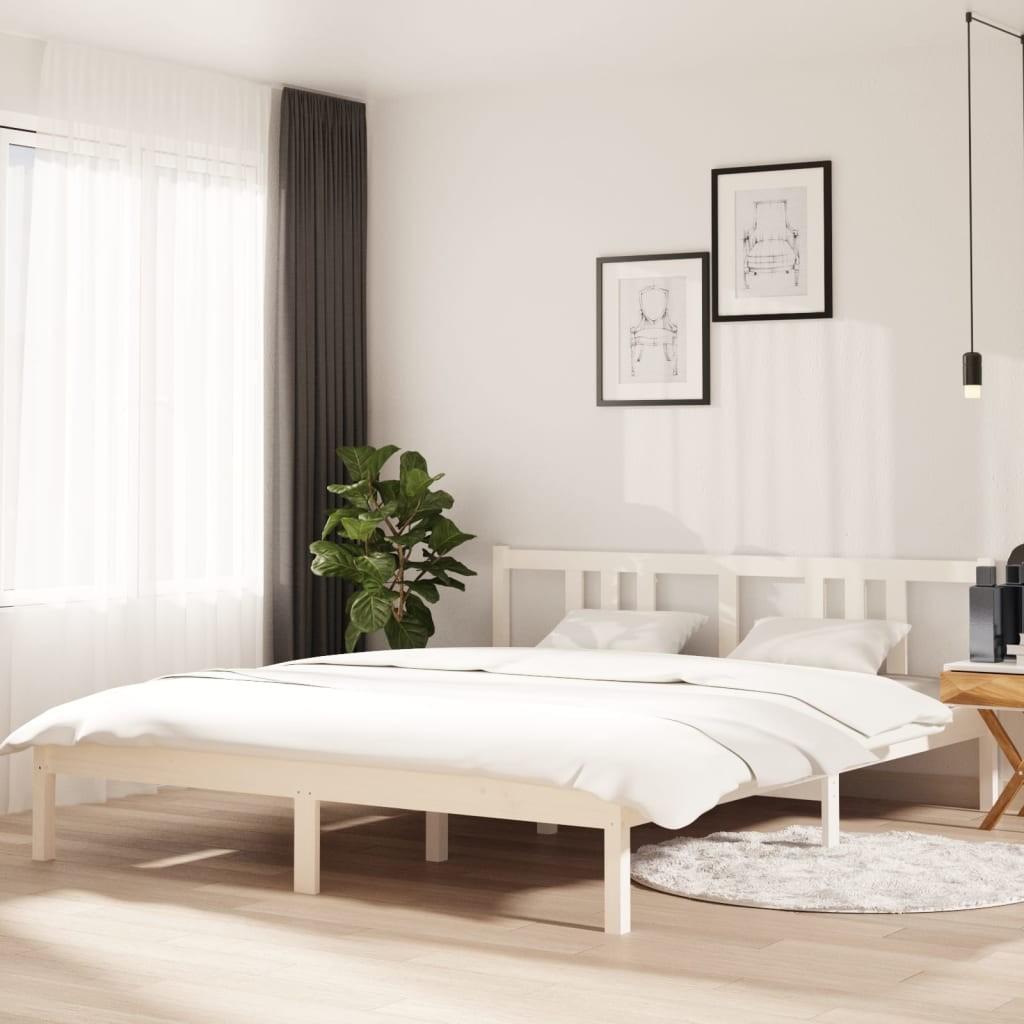 Sengeramme 160x200 cm massivt træ hvid