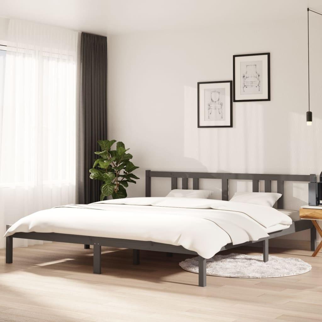 Sengestel 180x200 cm Super King massivt fyrretræ grå