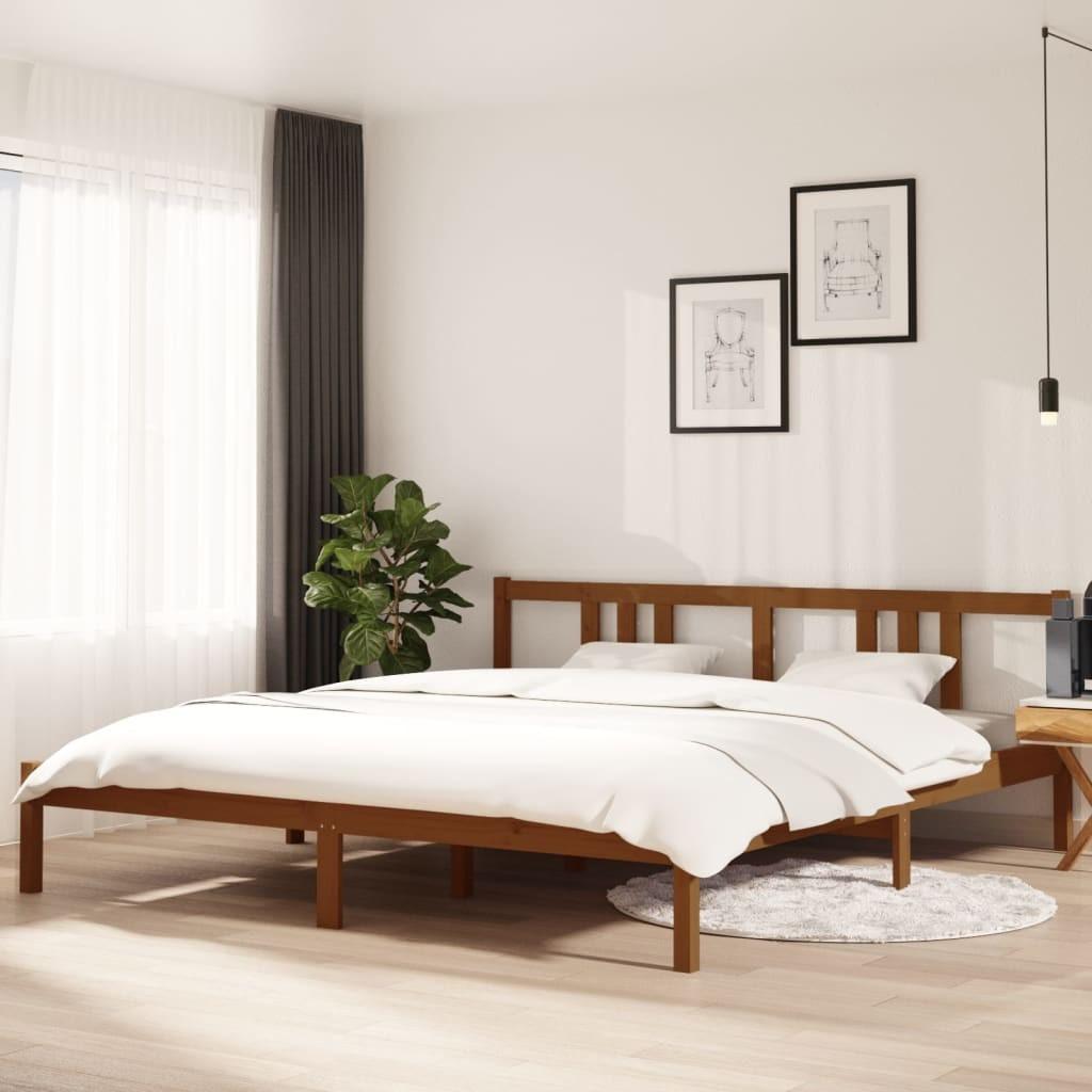 Sengeramme 180x200 cm Super King massivt træ gyldenbrun