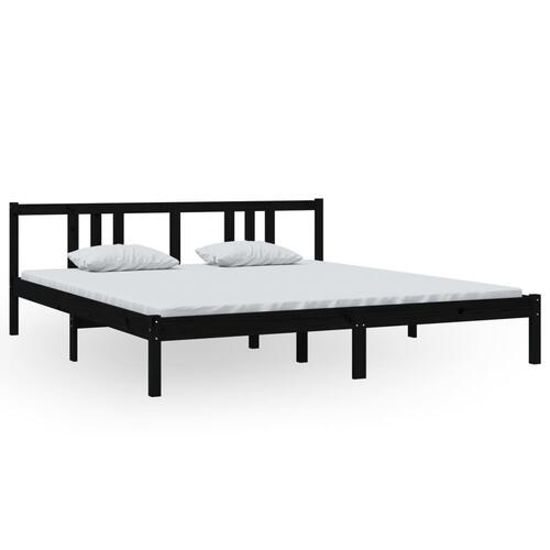 Sengestel 180x200 cm Super King massivt fyrretræ sort