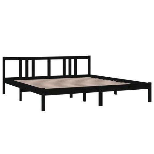 Sengestel 180x200 cm Super King massivt fyrretræ sort