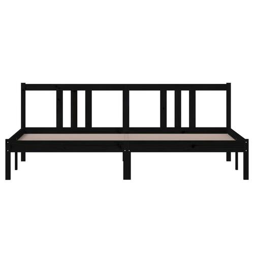 Sengestel 180x200 cm Super King massivt fyrretræ sort