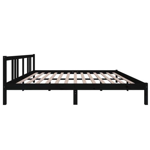 Sengestel 180x200 cm Super King massivt fyrretræ sort