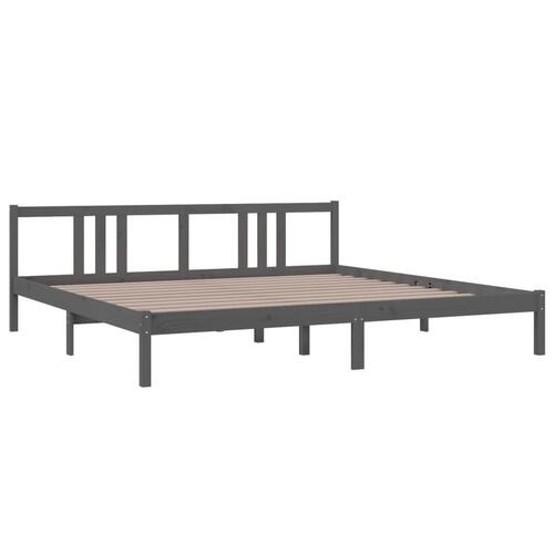Sengeramme 200x200 cm massivt træ grå