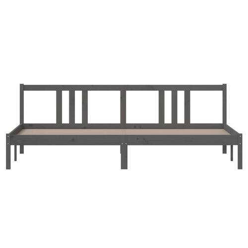 Sengeramme 200x200 cm massivt træ grå