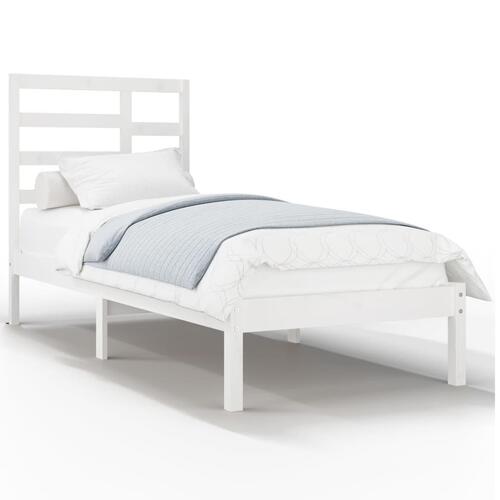 Sengeramme 90x190 cm Single massivt træ hvid