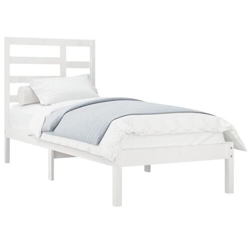 Sengeramme 90x190 cm Single massivt træ hvid