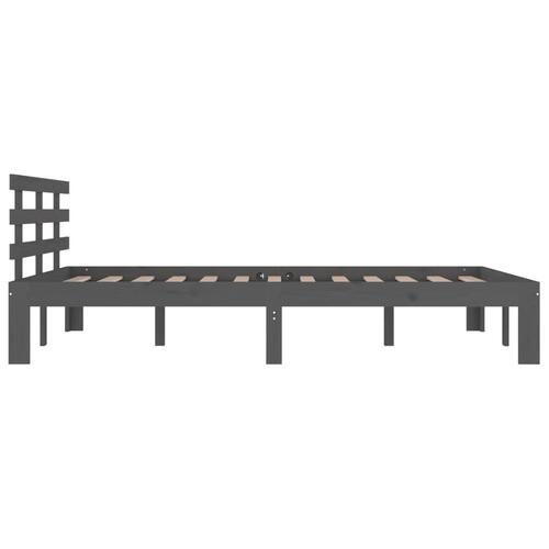 Sengeramme 135x190 cm Double massivt fyrretræ grå