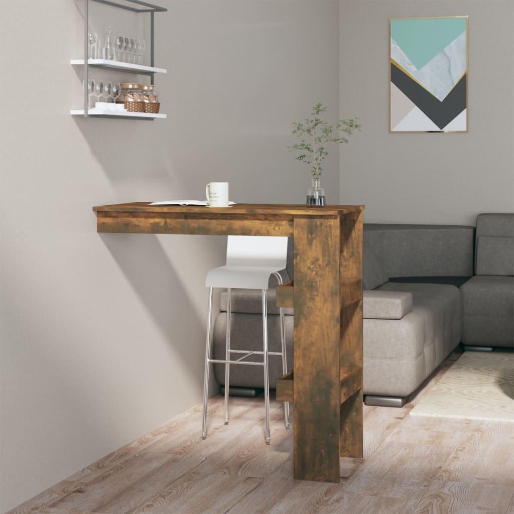 Vægmonteret barbord 102x45x103,5 cm konstrueret træ røget eg