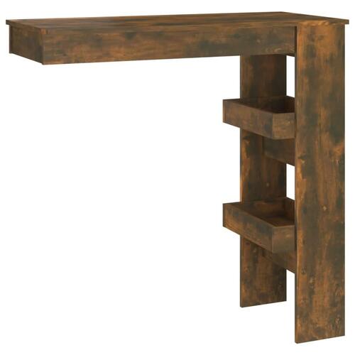 Vægmonteret barbord 102x45x103,5 cm konstrueret træ røget eg