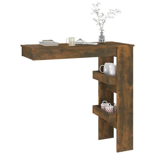 Vægmonteret barbord 102x45x103,5 cm konstrueret træ røget eg