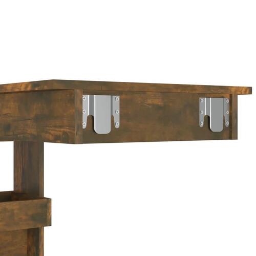 Vægmonteret barbord 102x45x103,5 cm konstrueret træ røget eg
