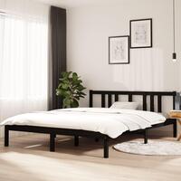 Sengeramme 150x200 cm King Size massivt træ sort