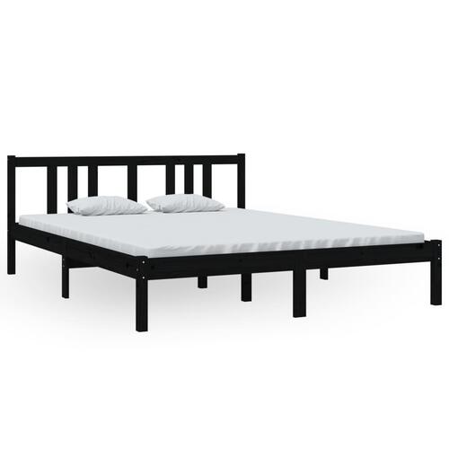 Sengeramme 150x200 cm King Size massivt træ sort