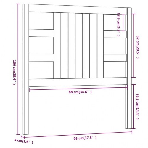 Sengegavl 96×4×100 cm i massivt fyrretræ - sort
