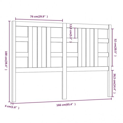 Sengegavl 166 × 4 × 100 cm i massivt fyrretræ - sort