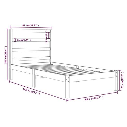 Sengeramme 75x190 cm Small Single massivt træ sort