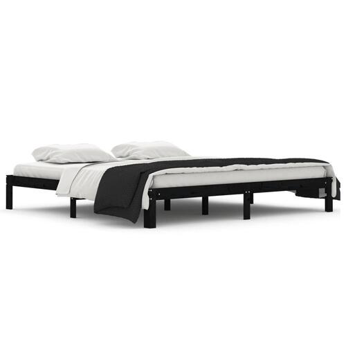 Sengeramme 200x200 cm massivt fyrretræ sort