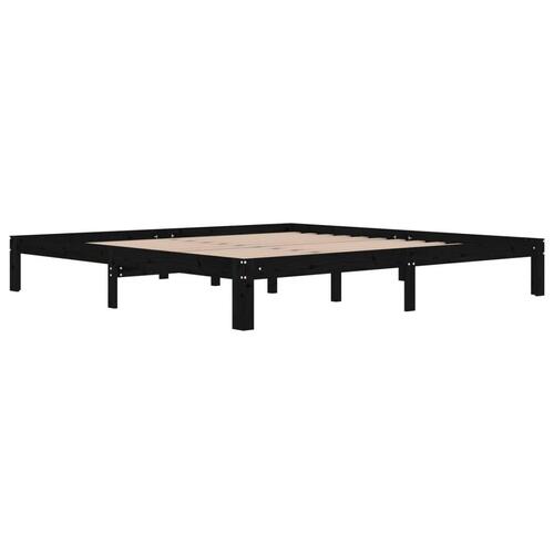 Sengeramme 200x200 cm massivt fyrretræ sort