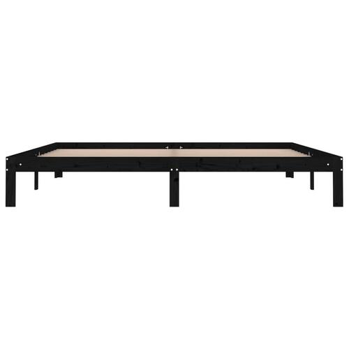 Sengeramme 200x200 cm massivt fyrretræ sort