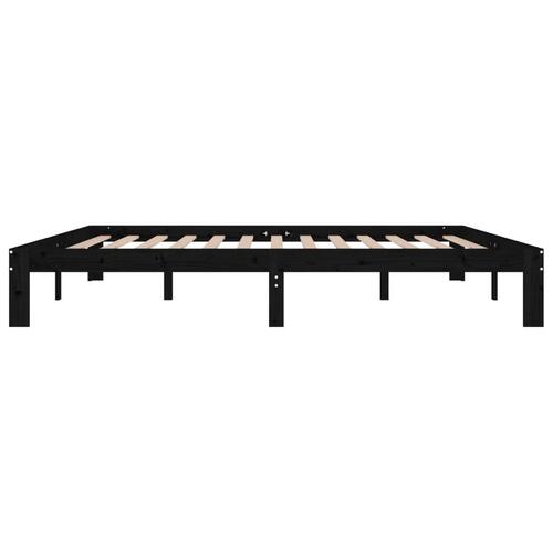 Sengeramme 200x200 cm massivt fyrretræ sort