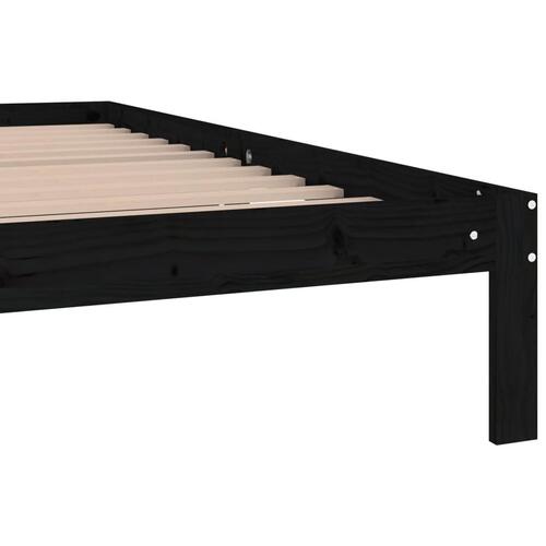 Sengeramme 200x200 cm massivt fyrretræ sort
