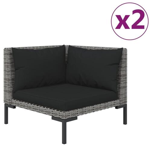 Moduler til havesofa 2 stk. med hynder halvrundt polyrattan