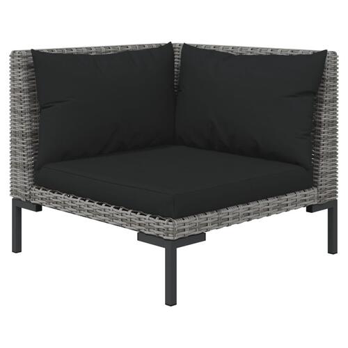 Moduler til havesofa 2 stk. med hynder halvrundt polyrattan