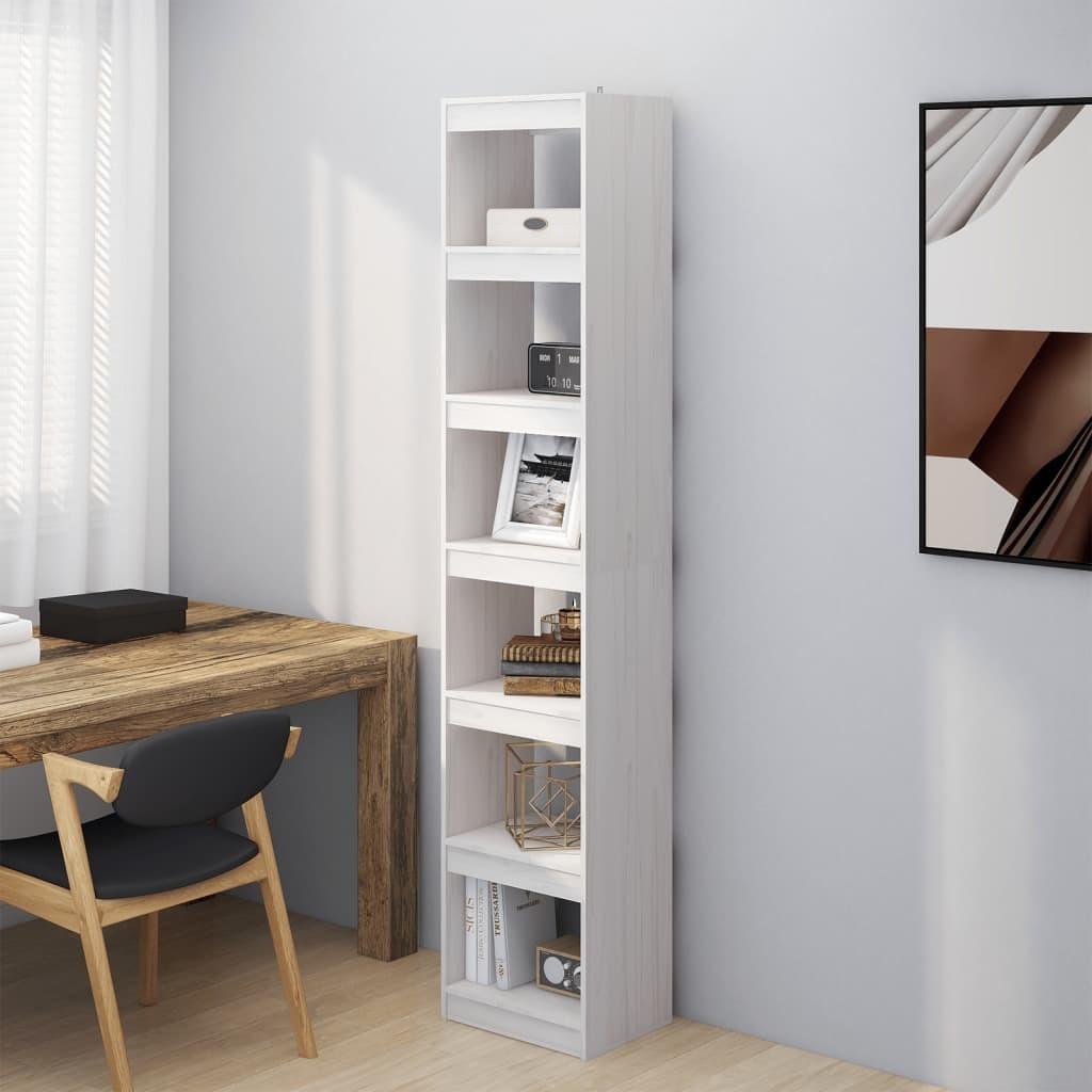 Bogreol/rumdeler 40x30x199 cm massivt fyrretræ hvid