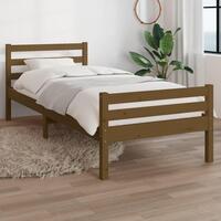 Sengeramme 75x190 cm Small Single massivt træ gyldenbrun