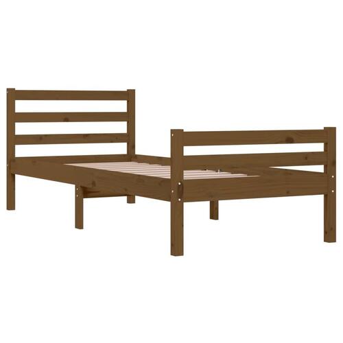 Sengeramme 75x190 cm Small Single massivt træ gyldenbrun
