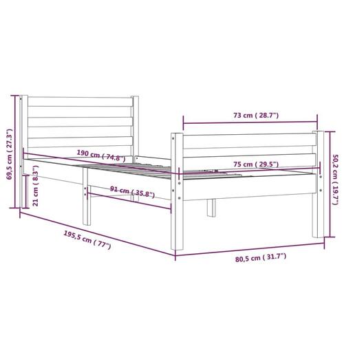 Sengeramme 75x190 cm Small Single massivt træ gyldenbrun