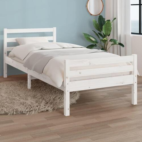 Sengeramme 90x190 cm Single massivt træ hvid