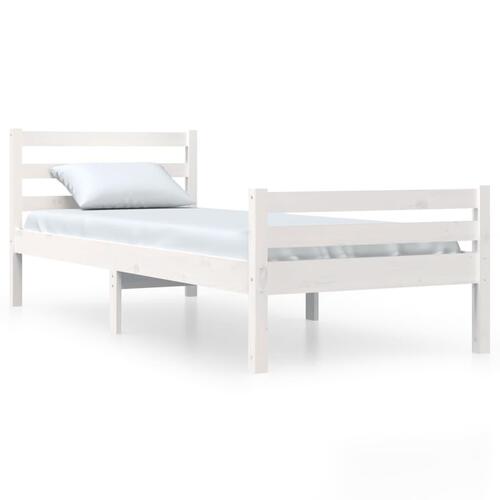 Sengeramme 90x190 cm Single massivt træ hvid