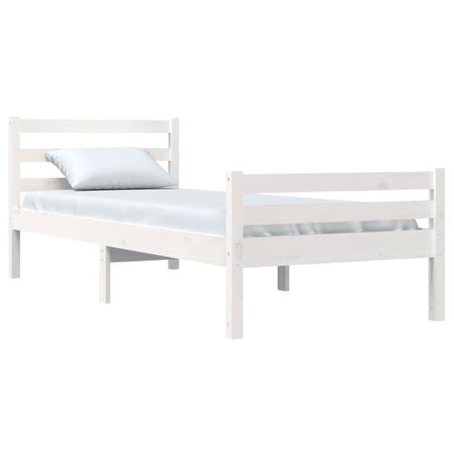 Sengeramme 90x190 cm Single massivt træ hvid