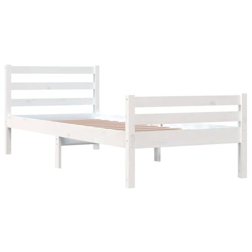 Sengeramme 90x190 cm Single massivt træ hvid