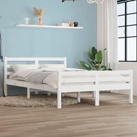 Sengeramme 135x190 cm dobbelt massivt fyrretræ hvid